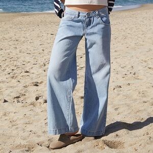 John Galt Light Indigo Gracie Low Rise Baggy Carpenter Denim Jeans Women’s S